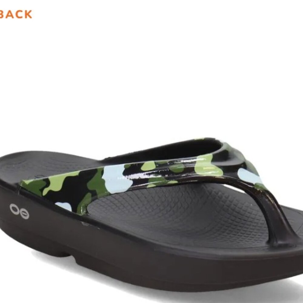 Oofos Recovery Sandal Flip Flop Thong Jungle Camo Size Women 8 EU 39 Excellent
